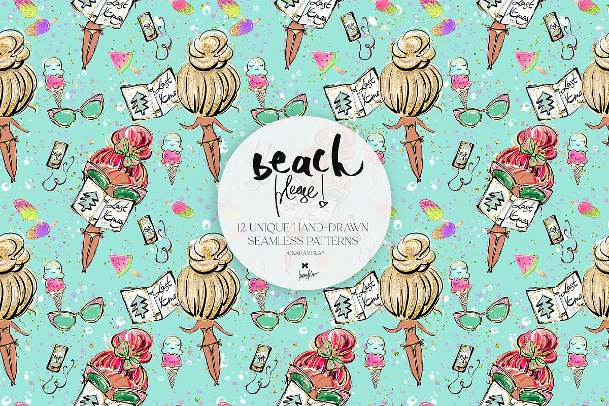 Summer Beach Camper Tropical Pattern, a Pattern Graphic by KaramfilaS (Photo 9 of 16)