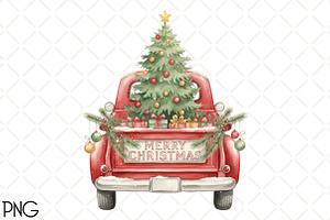 Christmas Trucks Clipart, an Illustration by Black Bird Studio
