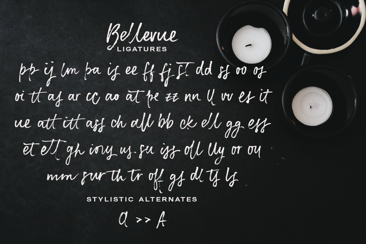 Bellevue brush font and textures preview 4