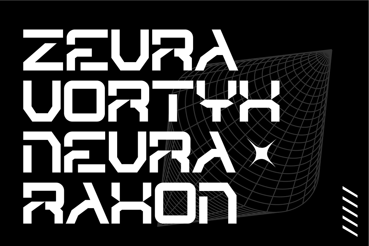 HEXRA – Futuristic Display Typeface, a Sans Serif Font by Vroz Studio (Photo 6 of 8)