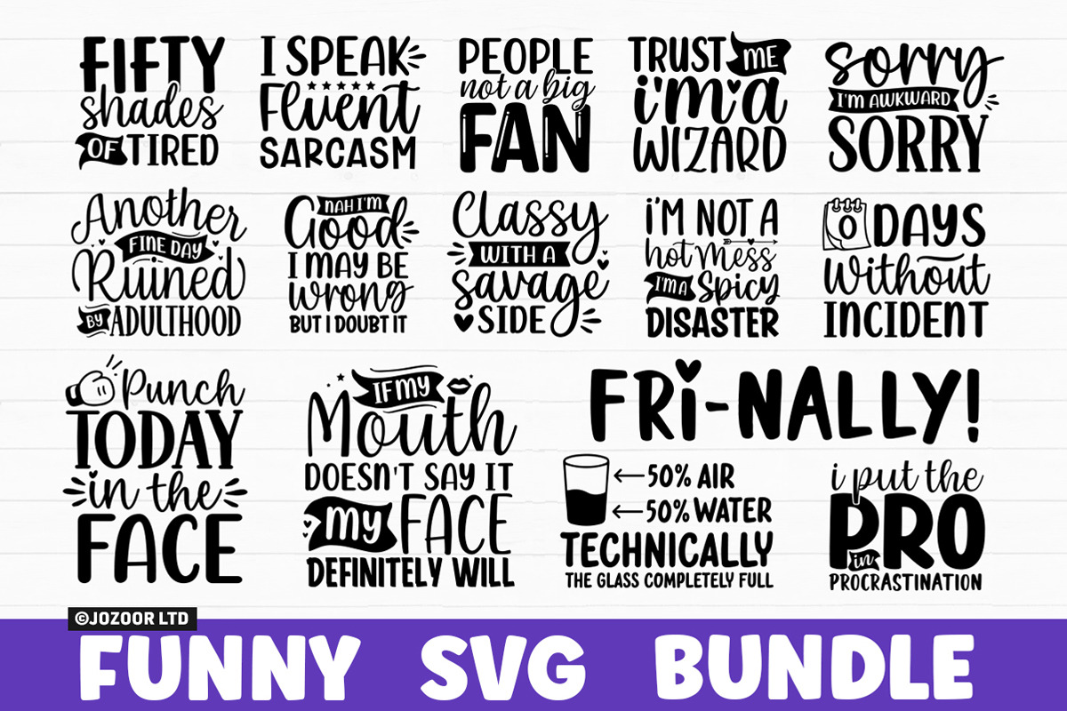 Funny Quotes Sarcasm SVG Bundle, an Object Illustration by Jozoor (Photo 2 of 3)
