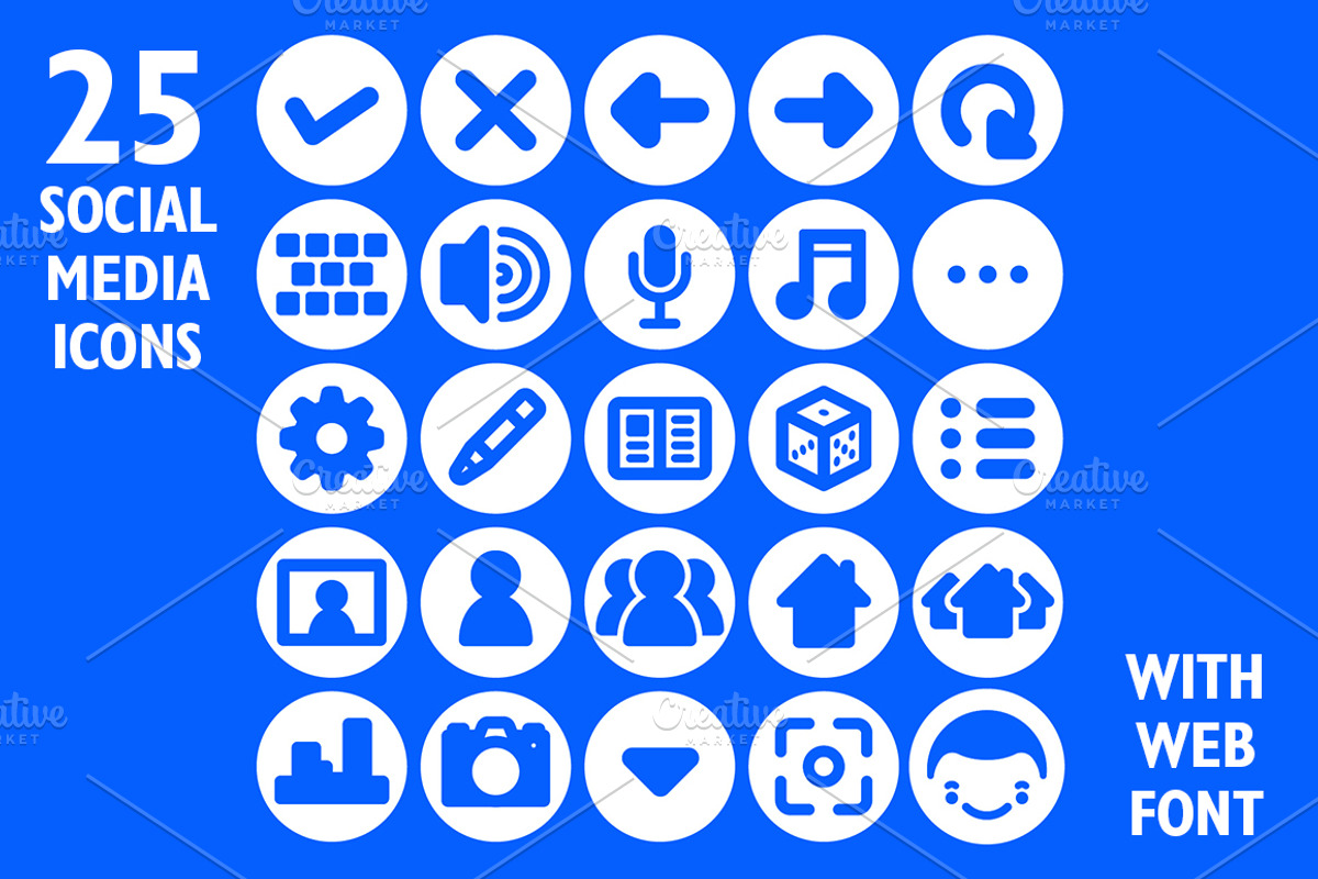 Social Media App Icon Set & Web Font