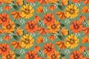 Fall Floral Gold Orange Green, a Graphic by Sharon Schwalbe (Thumbnail 1 of 2)