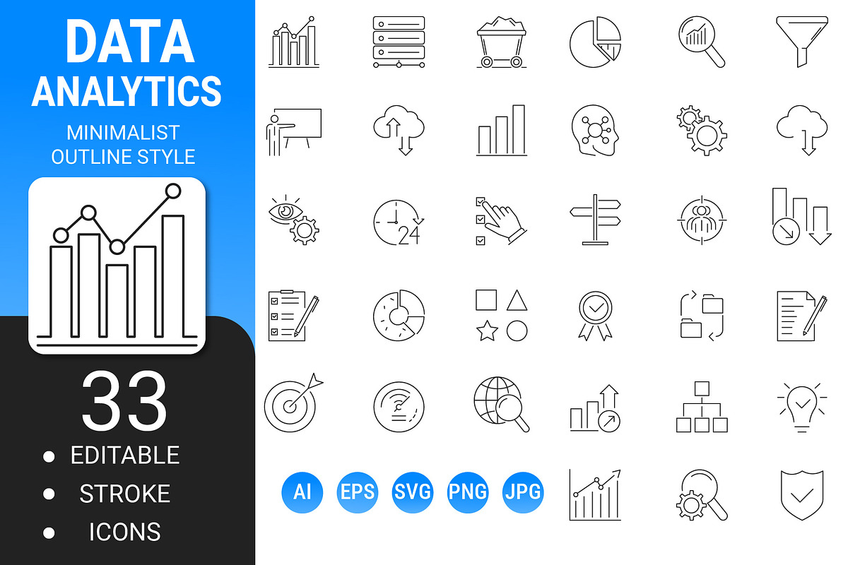 Data analytics outline icon set, an Outline Icon by Icons (Photo 1 of 3)