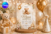 Teddy Bear First Birthday Invitation, an Invitation Template by S Graphic Studio (Thumbnail 1 of 10)