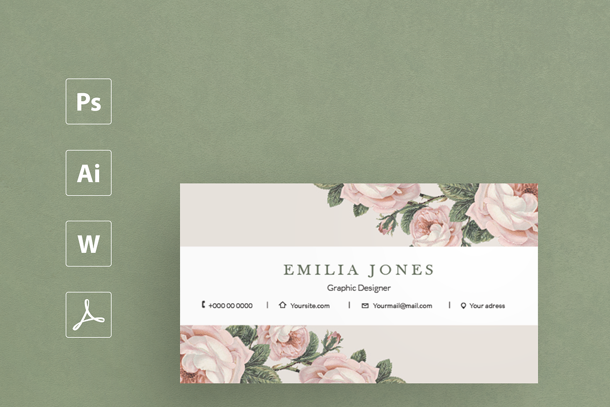 Roses business card template, a Card Template by MH Design Template (Photo 4 of 4)