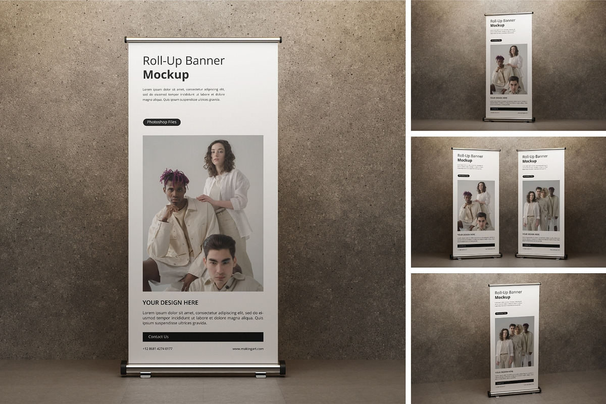 Realistic Roll Up Banner Mockup PSD, an Advertising Mockup by MA-KING_ART (Photo 1 of 5)