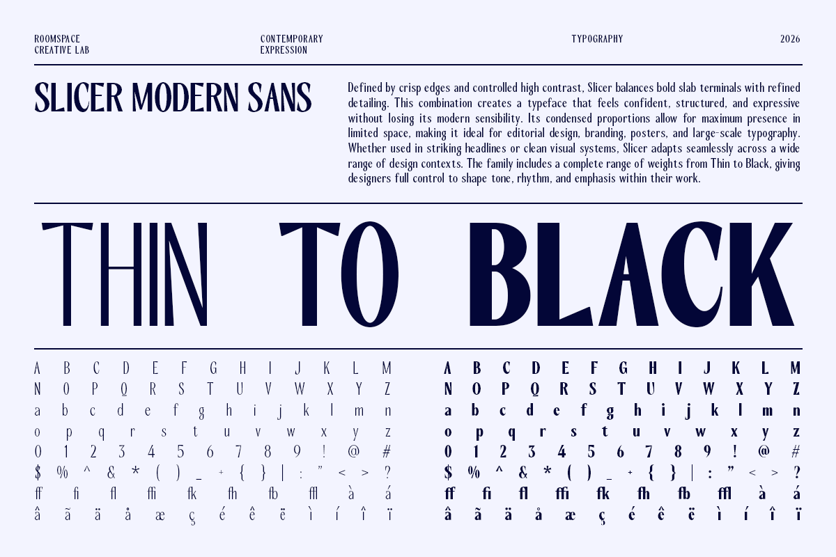 Slicer – Modern Condensed Sans Serif, a Sans Serif Font by roomspace creative lab (Photo 12 of 12)