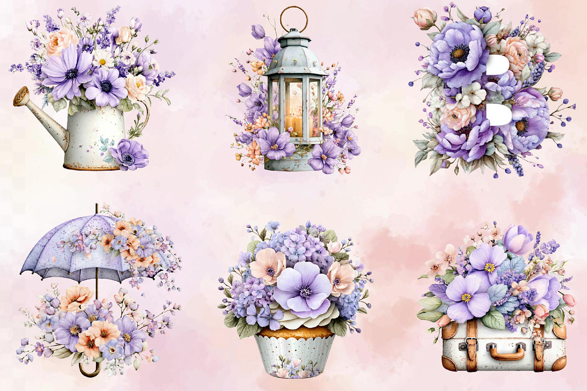 Spring Flowers Sublimation Clipart, an Illustration by SVGArt (Photo 4 of 9)