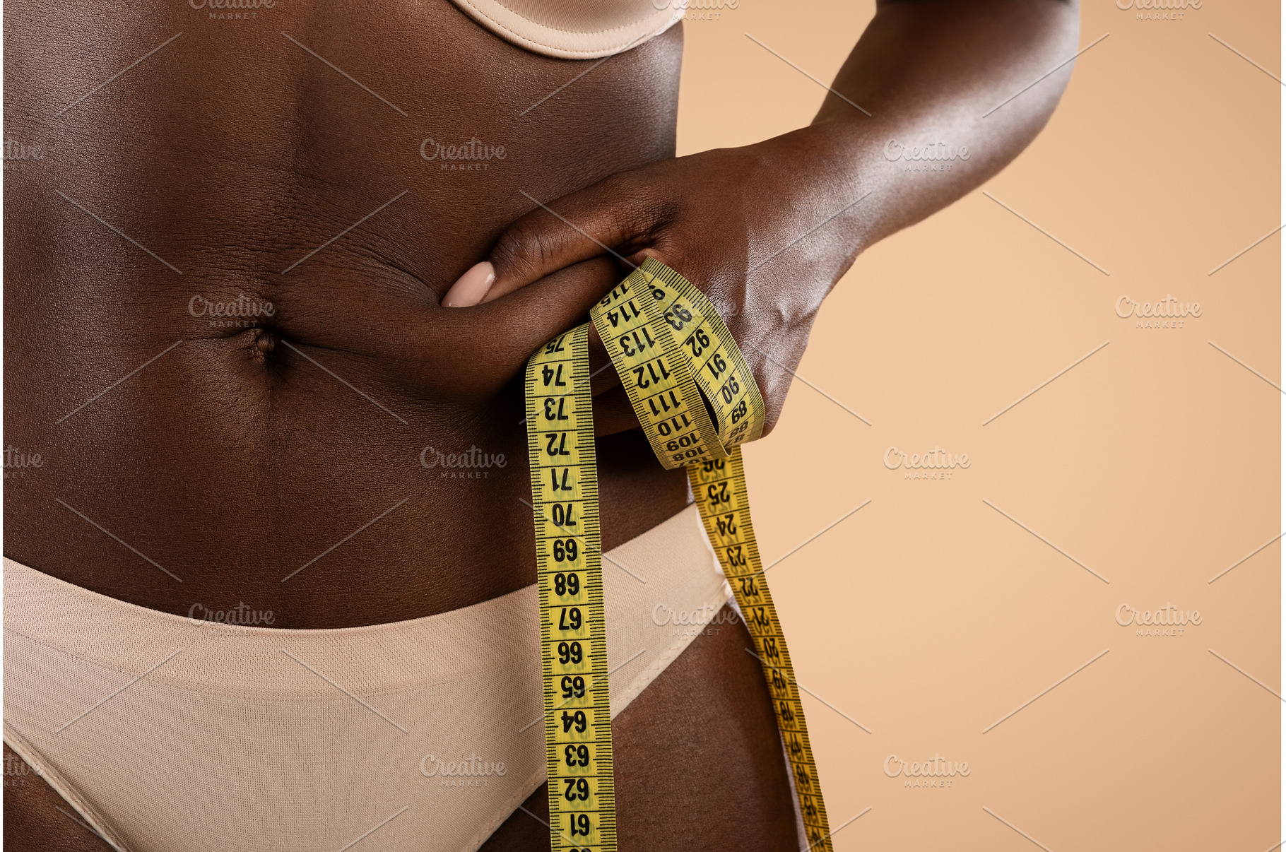 Cropped of black woman in underwear, a Person Photo by Prostock-Studio