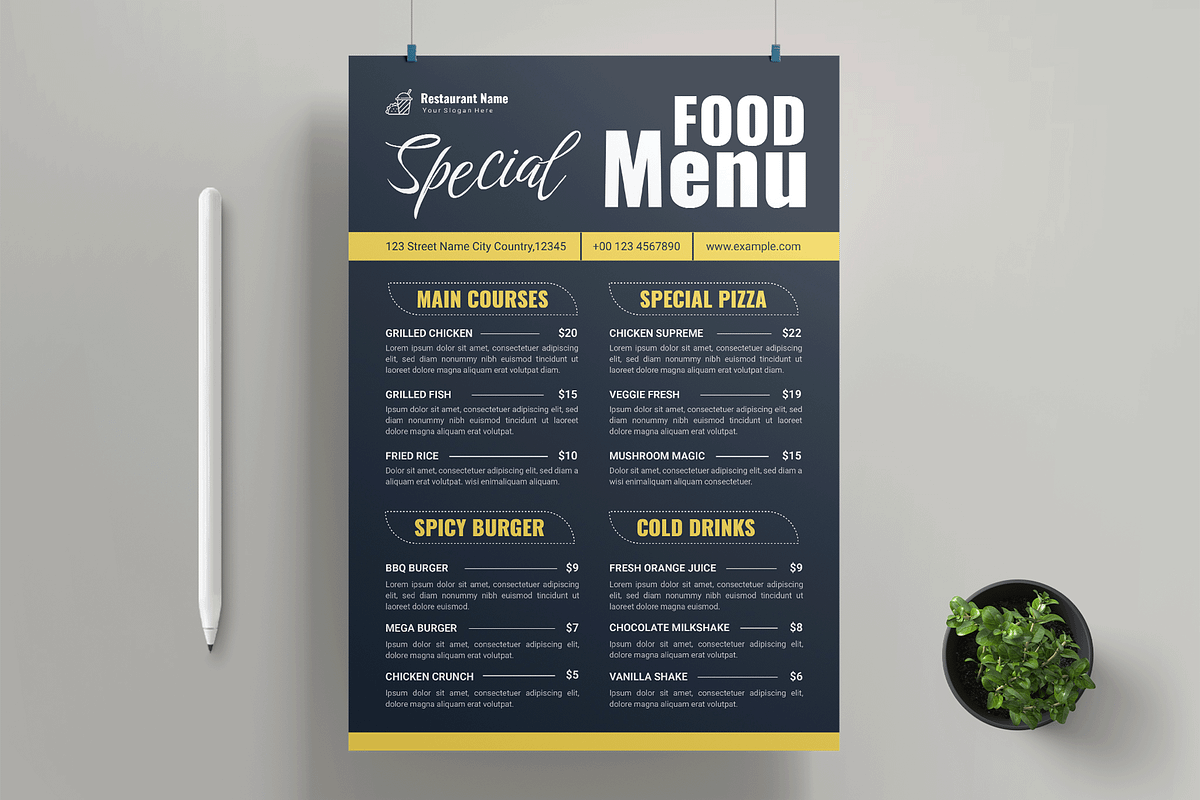 Restaurant Food Menu Template Design, a Flyer Template by MightyDesign (Photo 1 of 8)