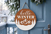 Hello Winter SVG Round Sign, Rustic, an Object Graphic by Libby Wishes (Thumbnail 1 of 4)
