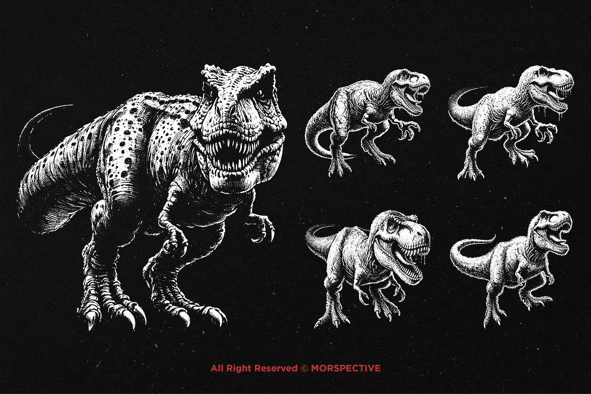 10 Bundle Dark Art T-Rex Dinosaur, an Illustration by Morspective (Photo 5 of 7)