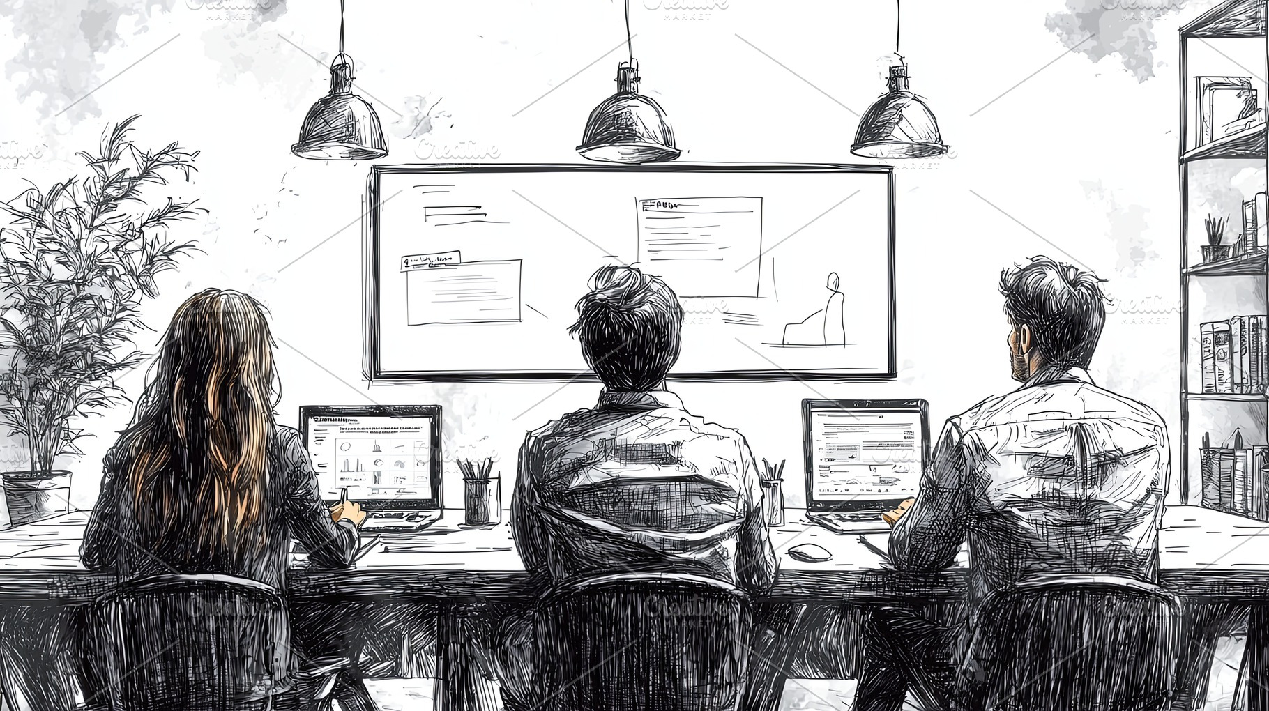 Team collaboration in a modern office workspace during a brainstorming session, a Photo by AS photostudio