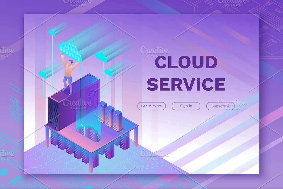 Cloud service 3d isometric set, a Background Graphic by Nadine's illustrations (Photo 4 of 4)