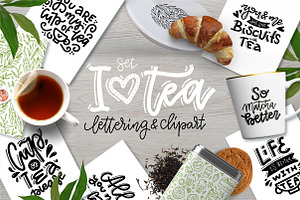 I love tea - clipart & lettering