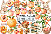 Watercolor Cute Peaches Garden Fruit, an Illustration by Rose Art (Thumbnail 1 of 7)