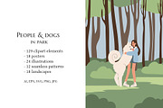 People and dogs in park illustration, a Person Illustration by LyubovZaytseva (Thumbnail 2 of 22)