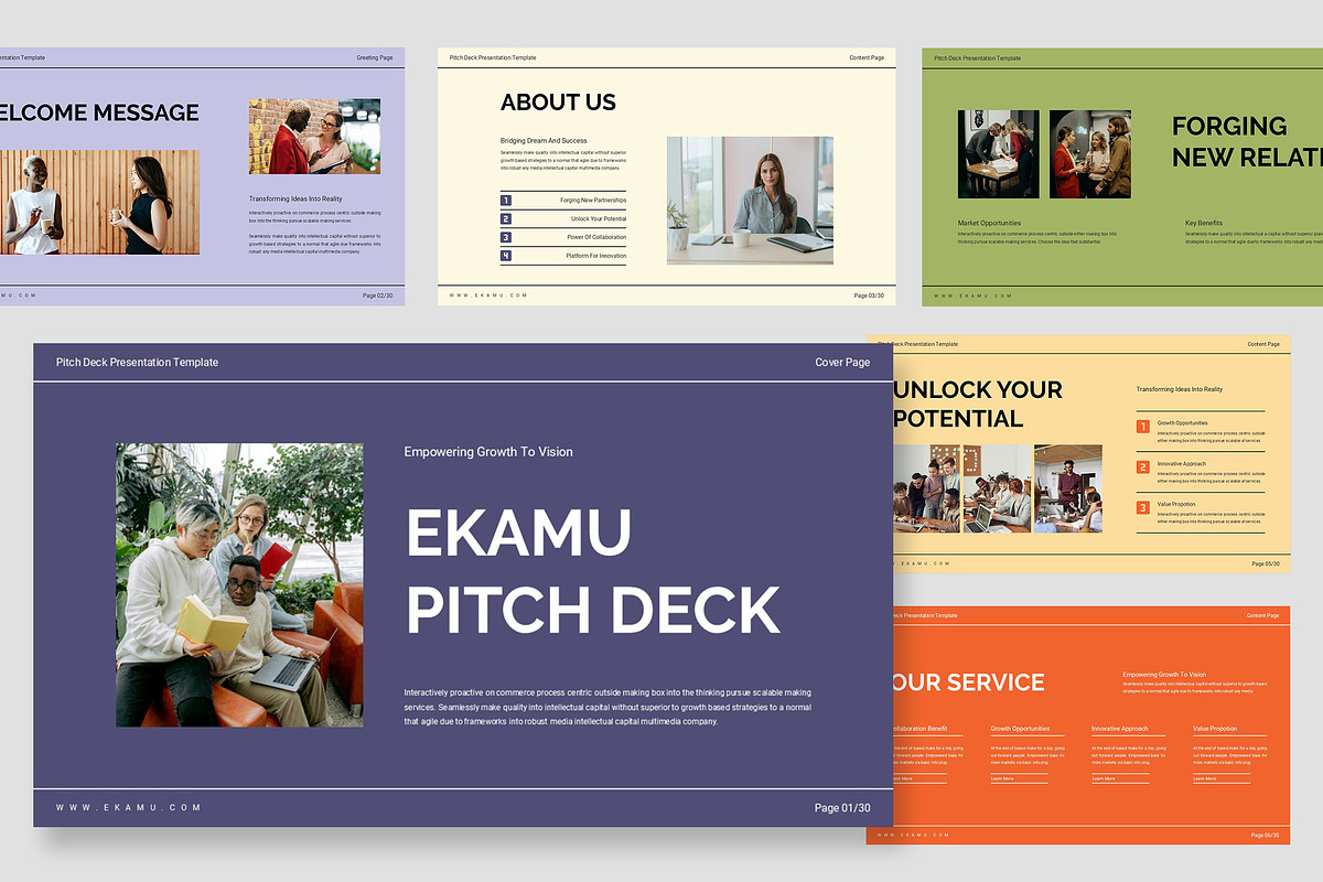 Ekamu : Pitch Deck Powerpoint, a Presentation Template by Punkl Camp (Photo 1 of 9)