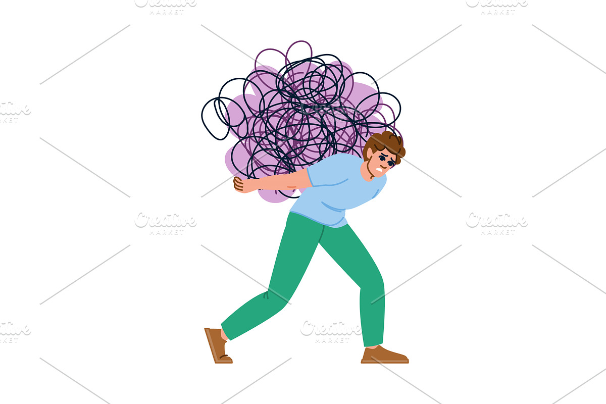 Man carrying tangled mess, a Person Illustration by pikepicture