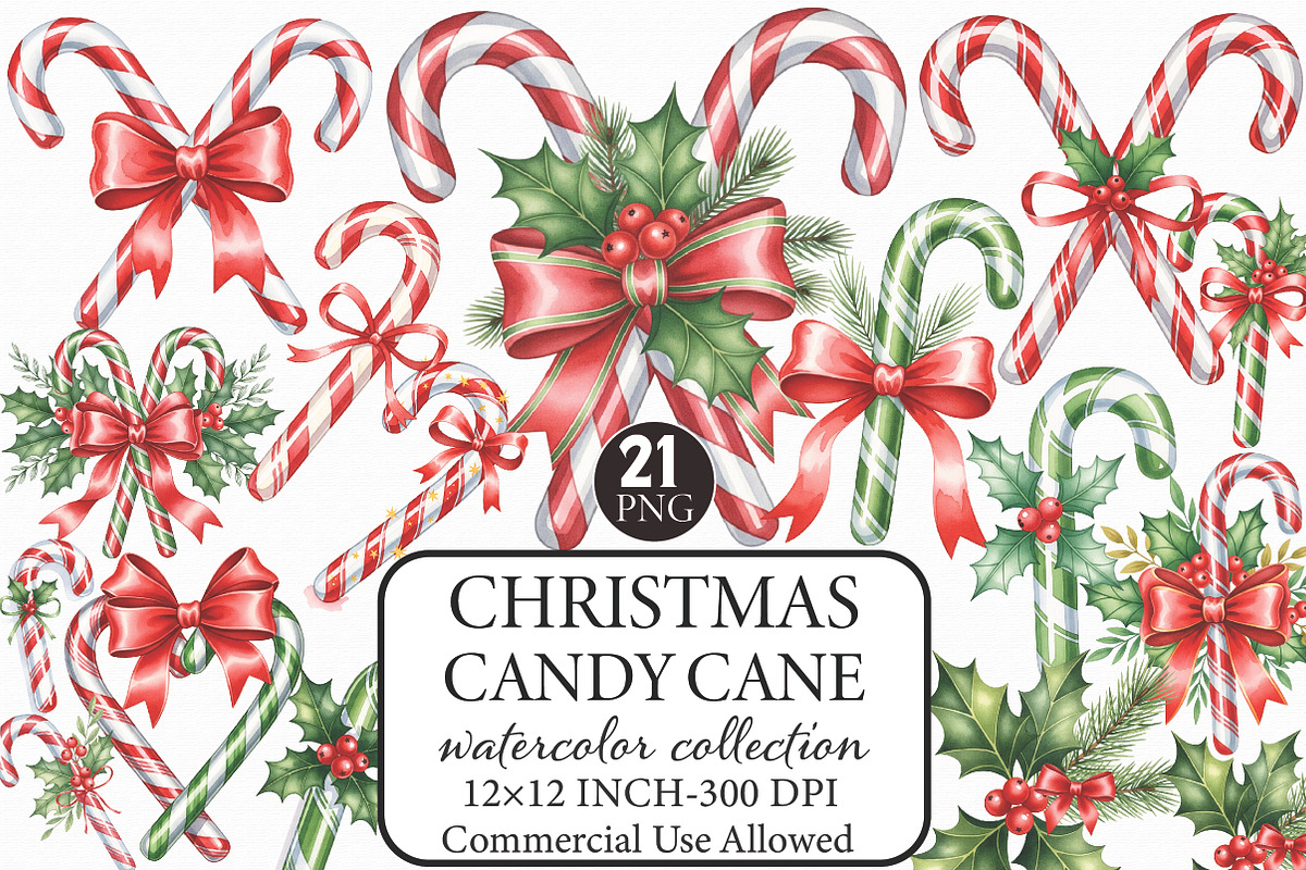 Christmas Candy Cane Clipart, an Illustration by Libby Wishes (Photo 1 of 7)