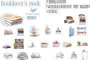 Watercolor book nook illustrations, an Education Illustration by Winged Graphics (Thumbnail 3 of 3)