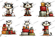 Whimsical Christmas Cats Clipart, an Illustration by DreamArtGraphic (Thumbnail 5 of 5)