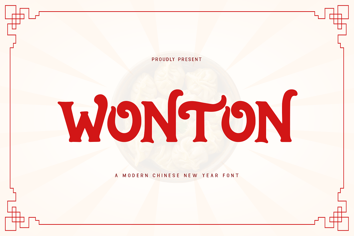 Wonton - Modern Chinese NewYear Font, a Serif Font by overlaytemplates (Photo 1 of 5)