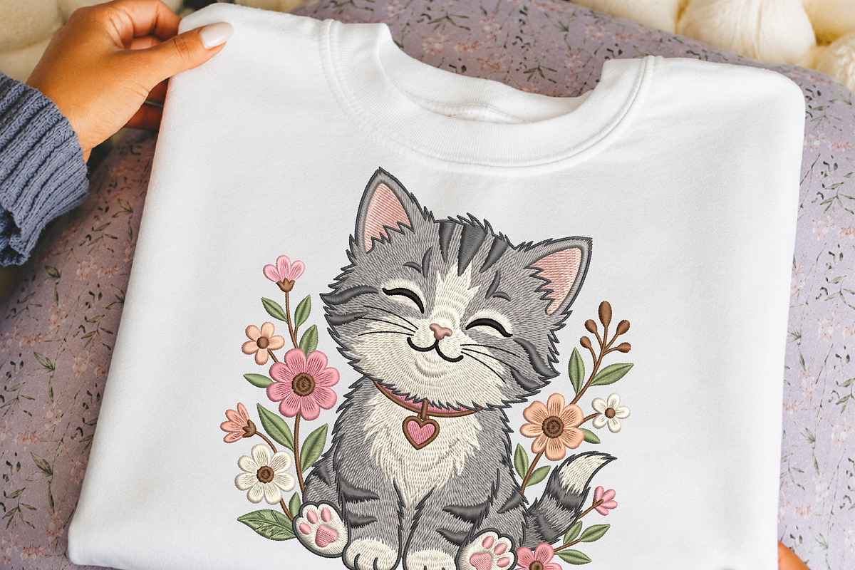 Cute Floral Cat PNG, an Object Illustration by DreamCafeArt (Photo 6 of 6)