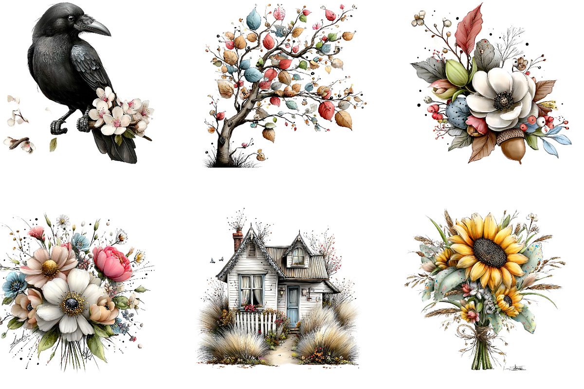 watercolor autumn clipart set, a Seasonal Illustration by CreationArt (Photo 2 of 5)