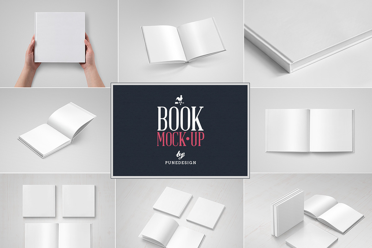 Square Book Mock-Up Set, a Books & Magazine Mockup by PuneDesign (Photo 11 of 11)