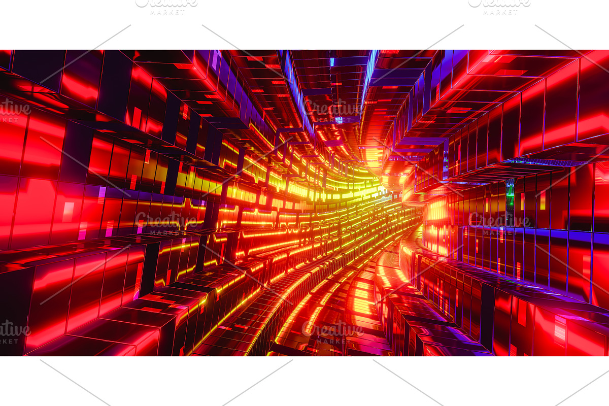 3d render of futuristic tunnel with, a Textures & Material 3D Model by Daniel Megias