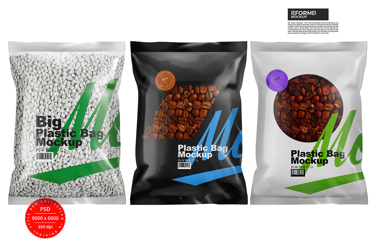 Plastic Bag Mockup, a Packaging Mockup by Reformer Mockup (Photo 1 of 8)
