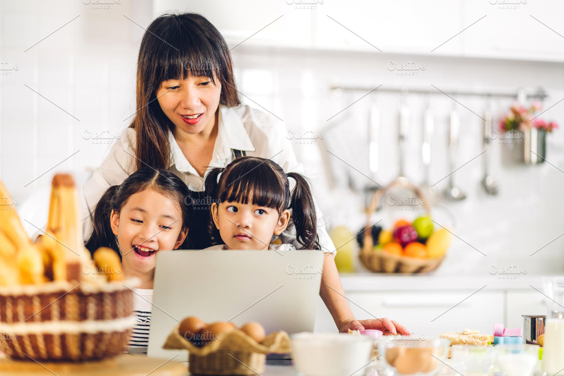 Portrait of enjoy happy love asian family mother and little todd, a Person Photo by Art_Photo