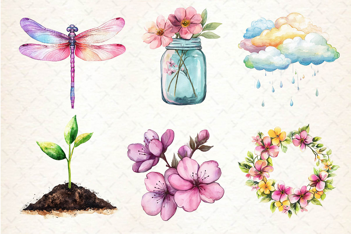 Spring Seasonal Elements Clipart, an Illustration by Dream Creation (Photo 3 of 6)