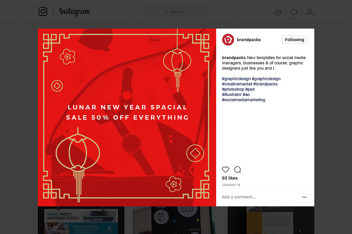 Chinese New Year Instagram Templates, a Social Media Template by BrandPacks (Photo 11 of 16)