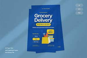 Grocery Delivery - Flyer, a Brochure Template by Izdihaar_Studio