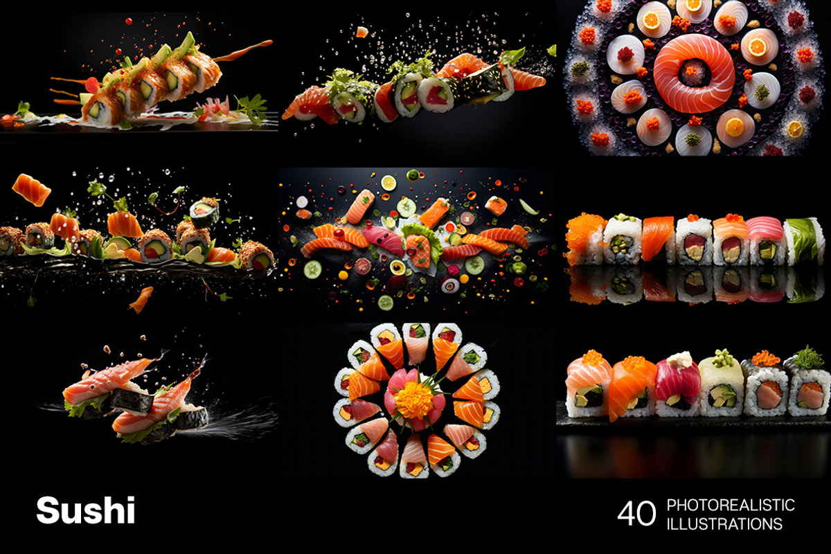 Sushi Art - 40 images, a Food Illustration by Handmadefont (Photo 2 of 12)