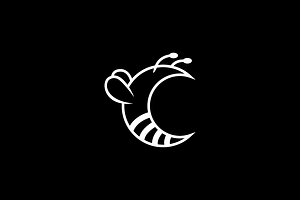 Crescent Moon Bee Logo Template