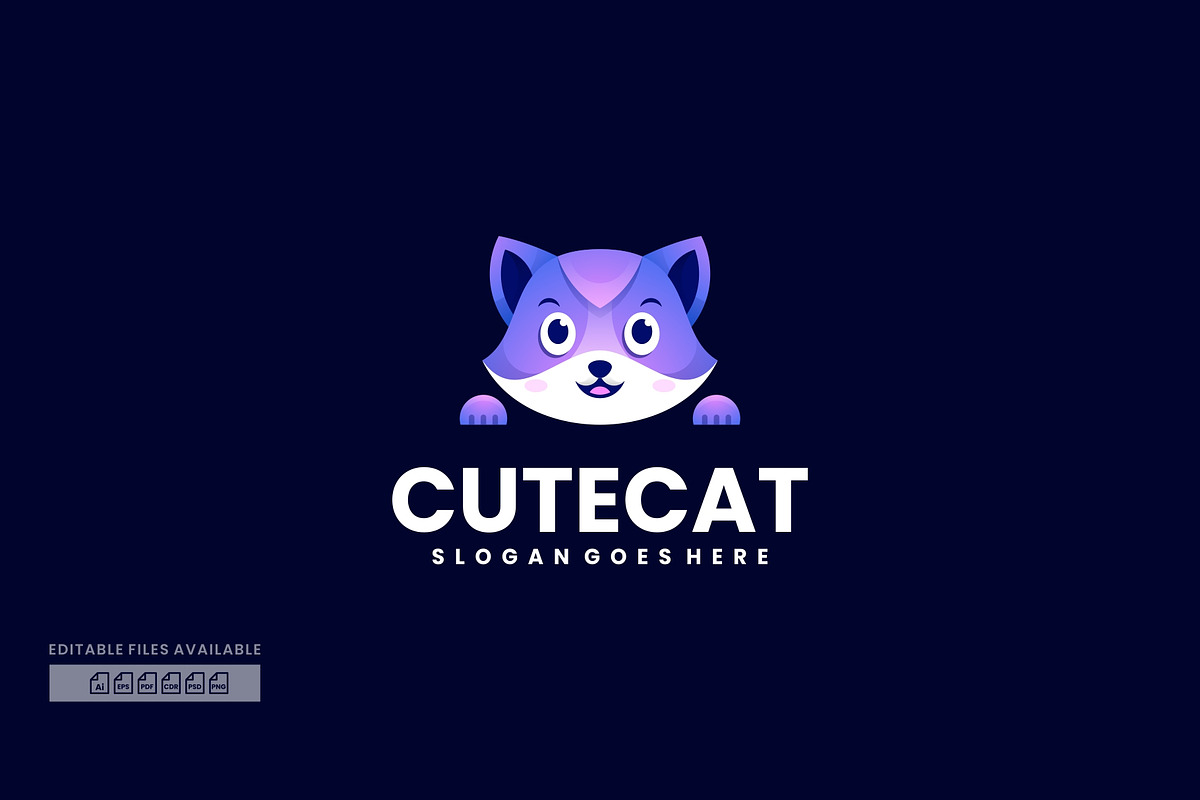 Cute Cat Gradient Colorful Logo, a Branding & Logo Template by ivan_artnivora