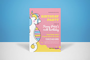 Unicorn Birthday Invitation, an Invitation Template by graphicook (Thumbnail 1 of 3)