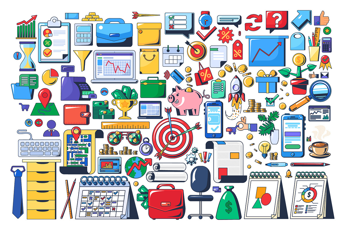 Business Clipart - 100 Elements, a Finance Illustration by barsrsind (Photo 1 of 3)