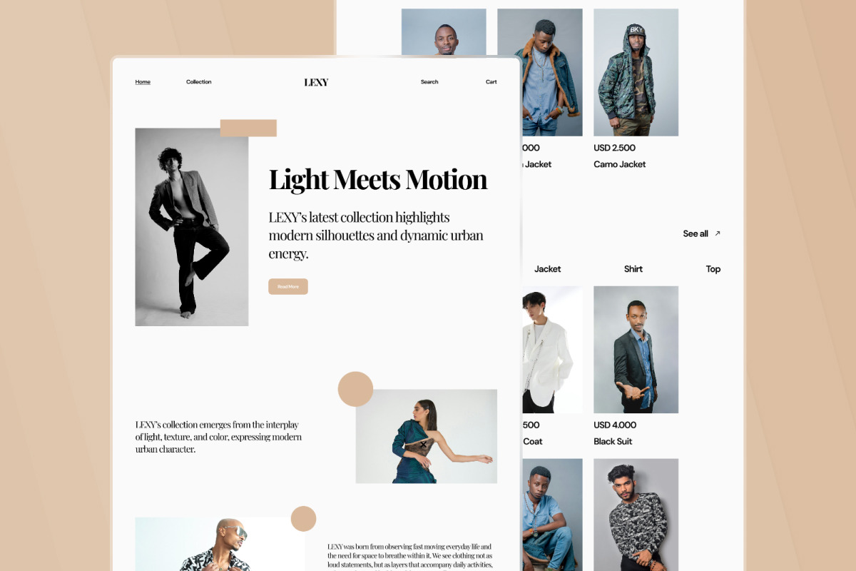 Lexy – Modern Editorial Fashion Land, a Landing Page Template by trabaskriya (Photo 4 of 5)