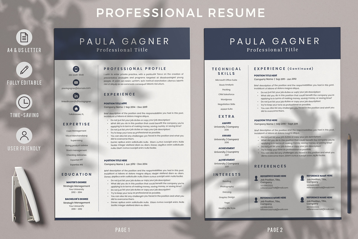 Accountant Resume CV with Experience, a Resume Template by HIRED Design Studio (Photo 2 of 18)