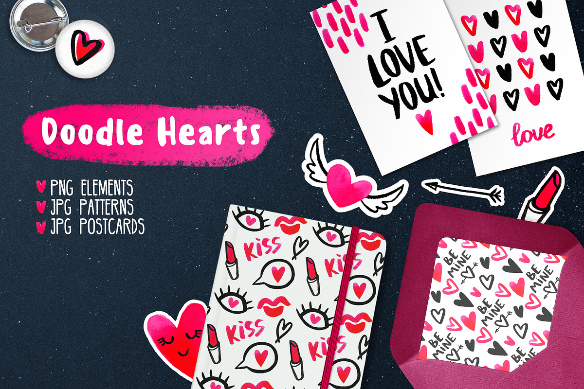 Doodle Hearts set, a Decorative Illustration by Ekaterina Goncharova (Photo 1 of 10)