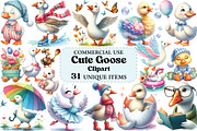 Cute Goose Clipart PNG, an Illustration by Craft Nest (Thumbnail 1 of 5)