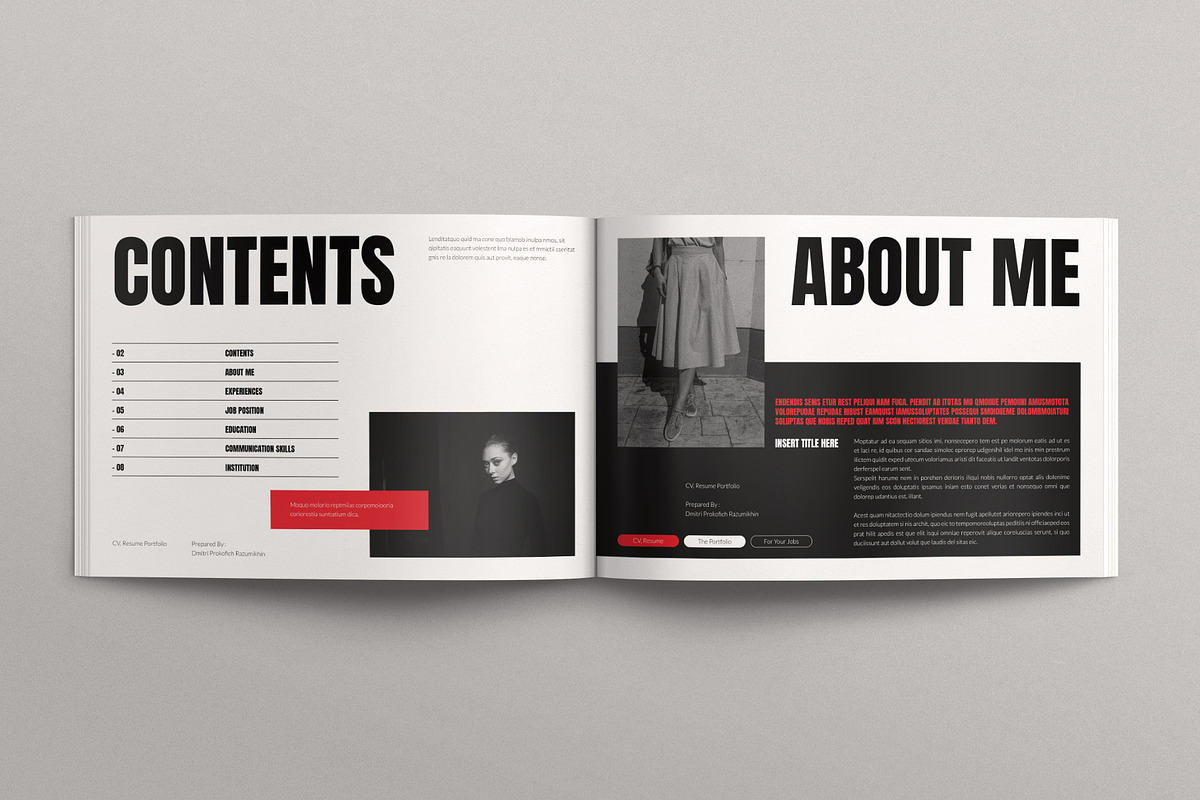 Resume/CV Portfolio Layout Template, a Resume Template by E-Type (Photo 2 of 6)