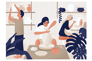 People in ceramic studio, a Decorative Illustration by Good Studio