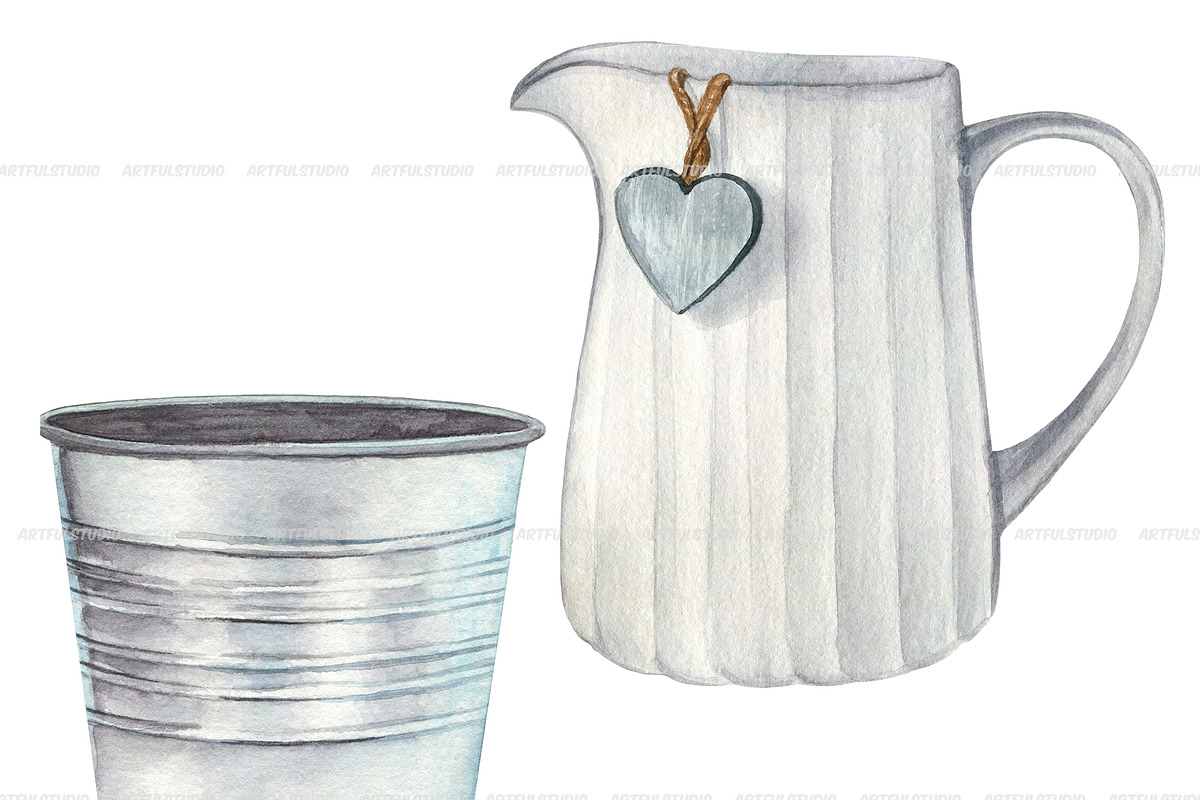 Watercolor flower vases clipart, an Illustration by ArtfulStudio (Photo 8 of 10)