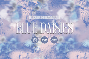 Abstract Blue Daisies Pattern